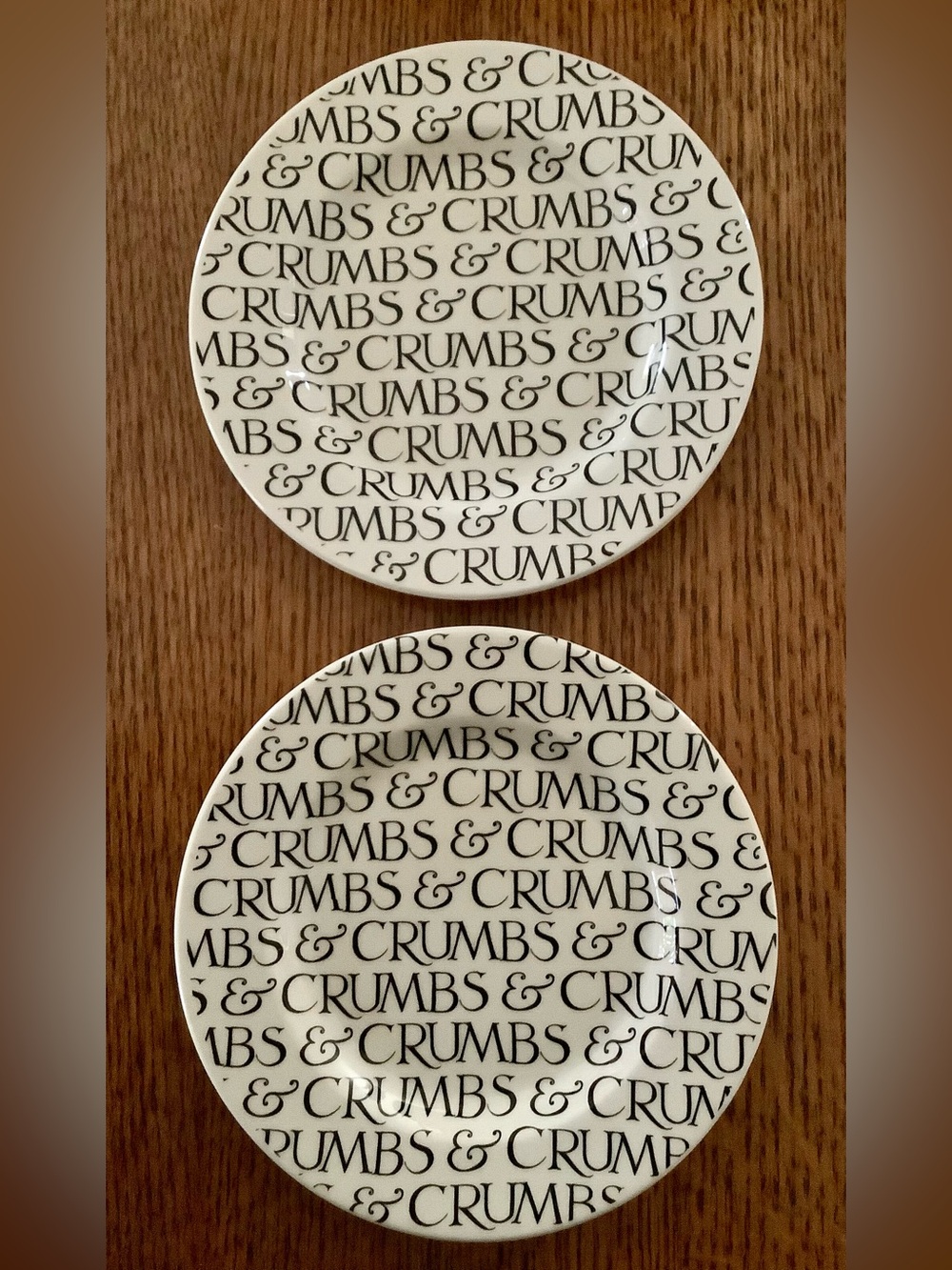 Two Emma Bridgewater Black Toast & Marmalade CRUMBS Dessert Plates